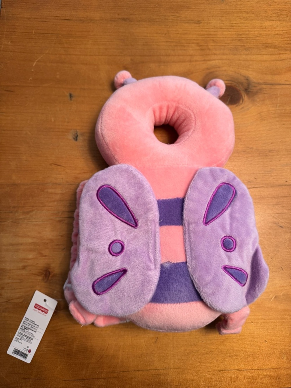 Kids Plush Butterfly Head Support Pillow Backpack - Pink and Purple